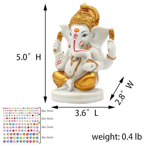 Estatua Lord Ganesha 5" Dorada Hindu Decoración miniatura 4