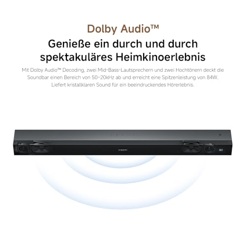 XIAOMI Soundbar Pro 2.0, TV-Soundbar mit 4 Lautsprechern, satter Bass mit integriertem Woofer, 2.0-Kanal, unterstützt Dolby Audio™, HDMI ARC/Optisch/Bluetooth, Fernbedienung – Bild 3
