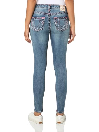 True Religion Women's Jennie MID Rise Skinny Pick Stitch Super T Jeans in Alondra Way2