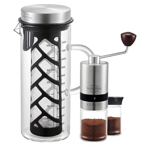 SILBERTHAL Set macinacaffè e caraffa Cold Brew - Acciaio inox e vetro - Ideale come regalo per gli amanti del caffè
