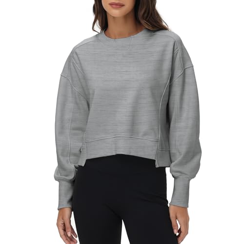 Oymyakon Womens Oversized Cropped Sweatshirts Crew Neck Long Sleeve Pullover Sweater Fall Fashion Clothes