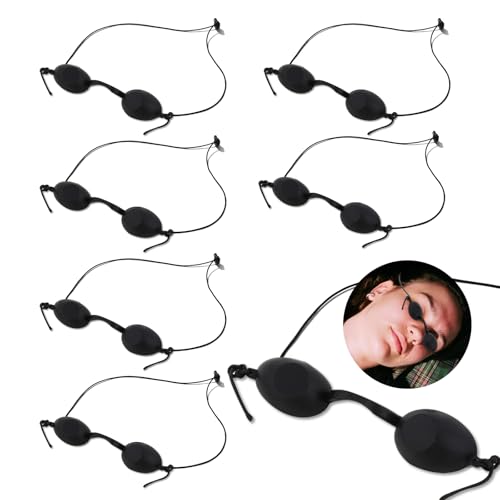 DALAETUS 6 Pcs Black Sunbed Goggles Adjustable, Ergonomic Design, Soft & Durable Eye Protection for IPL, Laser Cosmetic, Eyebrow Wash Strong Shade Safety Tanning Goggles
