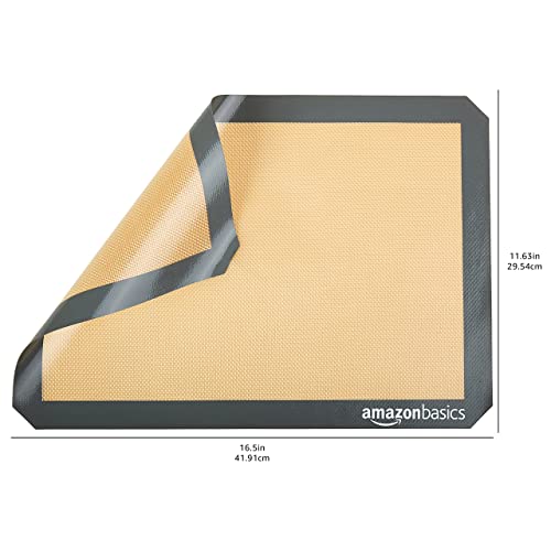 Amazon Basics - Rettangolare Tappetini da forno in silicone, Set da 2 pezzi, Beige/Grigio, 42 cm x 30 cm