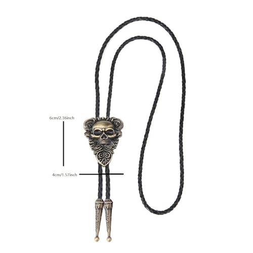 Image of Joxevyia Bolo Tie for Men Vintage Cow Skull Leather Rope Western Cowboy Necktie Vintage Bola Tie Gift for Him