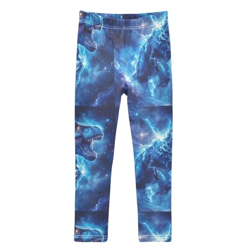 Boccsty Galaxy Space Blue Lightning Eyes Flash Dino Dinosaur Girls Leggings Kids Yoga Pants Dance Active Tights 4T