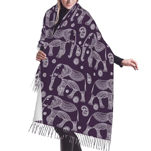 Cartoon Cute Elephant Pashmina Shawl Scarf Women'S Grandma Shawl Wrap Scarf 77