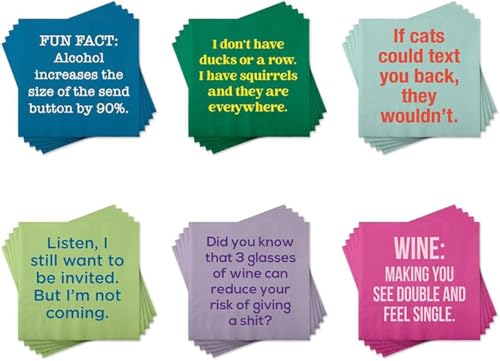 Funny Cocktail Napkins – 5" x 5" Set of 6 Drinking Quote Paper Napkin, General Humorous Napkins, Disposable Beverage Napkins for Wine, Birthdays, Bachelorette, Gag Gift - 25 Napkins (24 Pack)