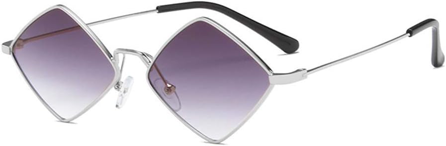 Diamond Shape Sunglasses Men/Women Metal Quadrilateral Frame Shade Film Sunglasses UV Protection US Size One Size, multicolor black / silver, Free size