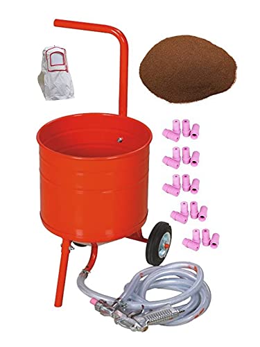 Garnet Mesh 120A+ - Arenadora móvil con ruedas (50 lb 23 l, 20 boquillas, bolsa de 20 kg...