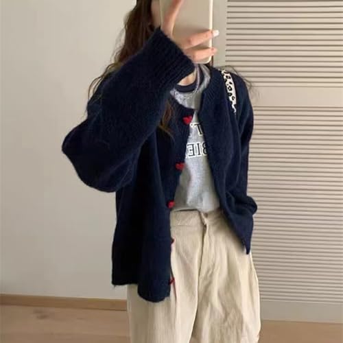 Heart Sweater Mohair Sweater Button Up Sweater Cardigan Sweaters Crew Neck Sweater Loose Sweater Y2k Sweaters4