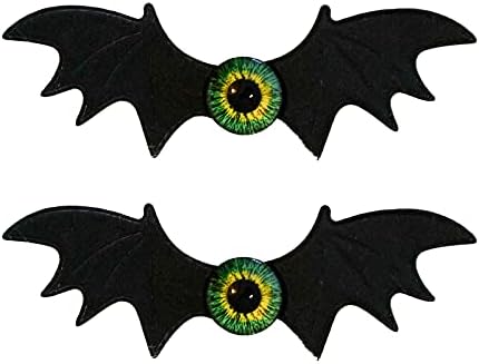 CAT KO Halloween Bat Hair Clips Gothic Hairpin Devil Eye Hair Accessories Cosplay Costume 2pcs/set(Green eye)