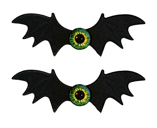 Cat Ko Halloween Bat Hair Clips Gothic Hairpin Devil Eye Hair Accessories Cosplay Costume 2Pcs/Set(Green Eye) #TOP2
