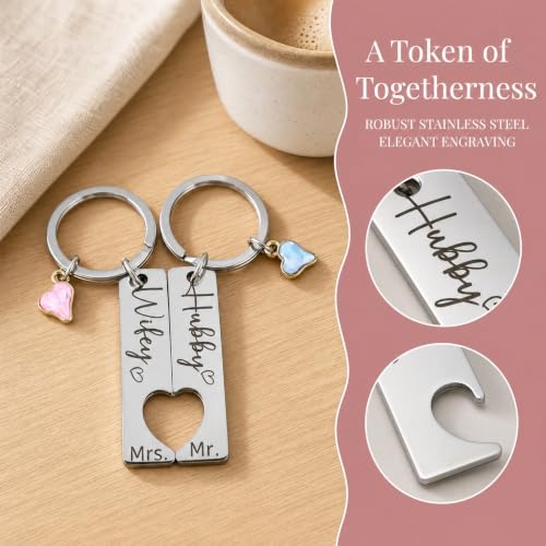 Kemay Mr and Mrs Gifts His and Hers Gifts Couple Keyrings Our First Home Keyring Engagement Present Personalised Wedding Gift Ideas for Newlyweds Bride Groom Husband Wife Anniversary Keepsake - Image 3