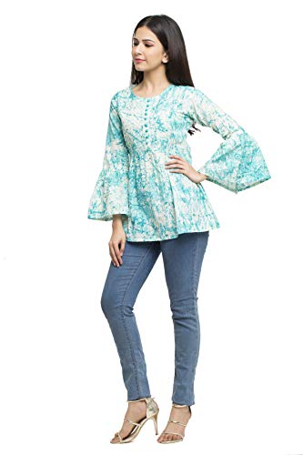 Image of Yash Gallery Women's Cotton Tie and Dye Straight Top