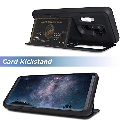 Toru Cx Pro Case For Galaxy S9 Plus, With Card Holder | Slim Protective Shockproof Cover With Hidden Credit Cards Wallet Flip Slot Compartment Kickstand | Include Mirror And Usb Adapter - Marble #TOP6