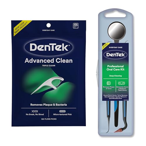 DenTek Professional Oral Care Kit with DenTek Triple Clean Advanced Clean Floss Picks, No Break & No Shred Floss, 150 Count