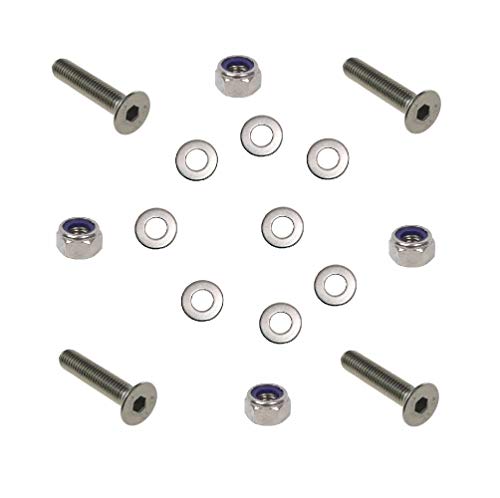 Countersunk Bolt & Nut (4 Pack) M4 X 10mm (Including Head) A2 Stainless Steel Socket Allen Key Head Csk Bolts (Fully Threaded), Nyloc Nuts & Flat Washers (M4)