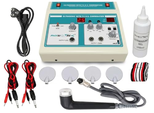 Image of PHYSIOTREX Professional Ultrasound /Ultrasonic with TENS Machine for Physiotherapy - Combination Electrotherapy Pain Relief Device - Durable Metal Body Clinical Grade Ultrasonic & TENS Unit for Home & Clinic - Portable Recovery Equipment with 1 Year Warranty