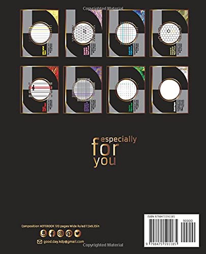 Composition Notebook College Ruled Paper: Attractive Gold Black and White Cover|Blank Sheets|Handy Medium-Sized Journal|7.5x9.25 inches|120 Pages|For Teens Adults Students Teachers (Back to School) image 3