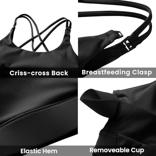 Image of V VOCNI Nursing Bras for Breastfeeding Maternity Sports Bras Tank Top Sexy Workout Yoga Pregnancy Bra