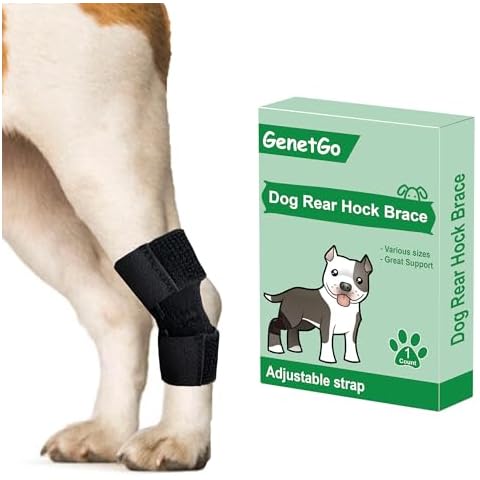GenetGo Dog Canine Rear Leg Hock Joint Brace Compression Wrap Brace Dog Leg Sleeve Protects Wounds Heals Prevents Injuries and Sprains Helps with Loss of Stability from Arthritis-Medium (Small) Cover
