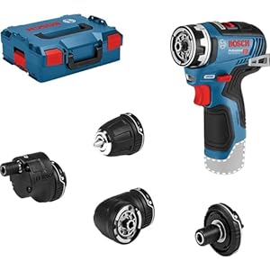 Bosch Professional 12V System Akku Bohrschrauber GSR 12V-35 FC - FlexiClick System (inkl. Bohrfutteraufsatz GFA 12-B, 2x FlexiClick Aufsätze, L-BOXX, ohne Akku/ Ladegerät)