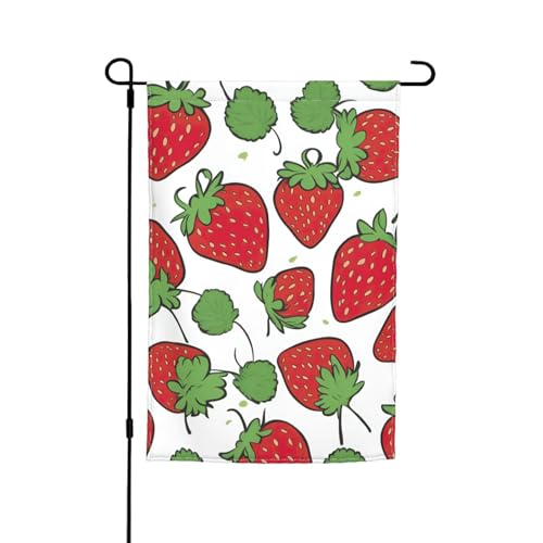 Estampado de fresa, versátil y elegante, bandera de jardín para todas las estaciones, decoración de patio al aire última intervensión, porches y jardines
