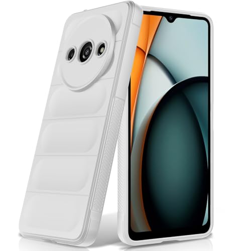 BonYonka Hülle Kompatibel mit Xiaomi Redmi A3 Stoßfest Wellenmuster Kratzfestes Weiches Mikrofaserfutter Rundumschutz Schutzhülle mit Kameraschutz Weiß