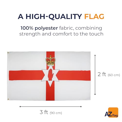 Image of AZ FLAG - Northern Ireland Flag - 2x3 Ft - 100D Polyester Irish Banner with Two Metal Grommets - Fade Resistant - Vivid Colors - 2' x 3' Feet - 90x60 Cm