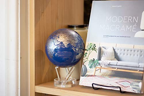 MOVA Globe – Blue and Silver 6” | Solar-Powered Spinning Globe for Desk | Self-Rotating Modern Earth Decor | No Batteries Required