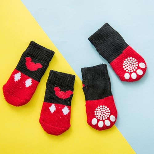 GHPKOTW 12 Indoor Anti-Rutsch Socken für Hunde und Katzen, Pet Socken, Hundesocken Anti Rutsch Pfotenschutz und Traktion Dank Silikon-Gel für Kleine-Mittlere Tiere,Drinnen Warme Haustierschutz