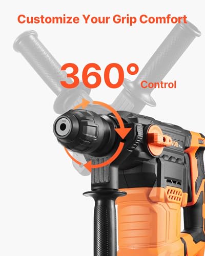 Image of VEVOR 1-1 /4 Inch SDS-Plus Rotary Hammer Drill, 13 Amp Corded Drills, Heavy Duty Chipping Hammers w /Vibration Control & Safety Clutch, Electric Demolition Hammers Variable Speed, Power Tool For Concret