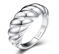 JINEAR 18k White Gold Plated Croissant Braided Twisted