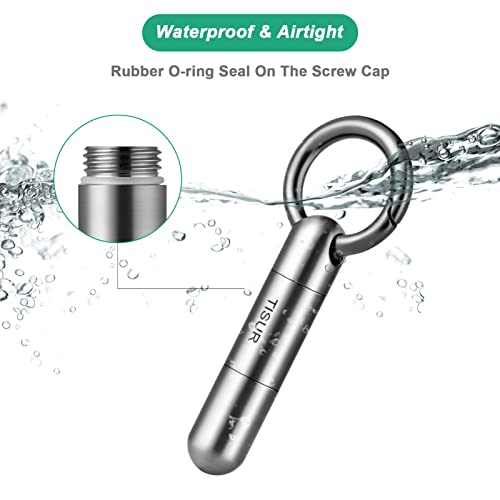 Image of TISUR Titanium Portable Pill Case - Waterproof Pill Fob for Travel, Purse, Pocket - Small Pill Organizer - 1 Count
