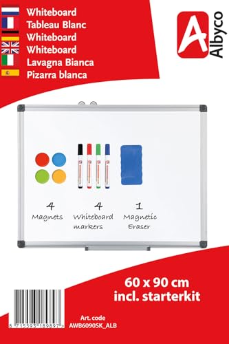 Tableau blanc Albyco effaçable à sec doté d'un kit complet magnétique résistant - 2