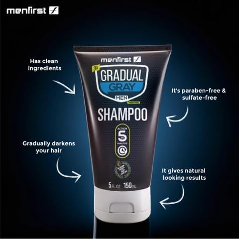 MENFIRST Gray Hair Darkening Shampoo + Darkening Beard Balm for Men with Sensitive Skin - Hypoallergenic & Harsh Chemical Free, with Keratin Collagen image 4