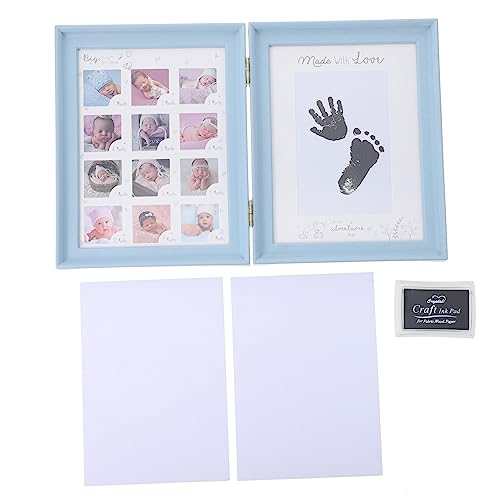 Beatifufu Baby Growth Record Hand and Foot Imprint Photo Frame Elegant Desktop Ornament Safe for Boys and Girls