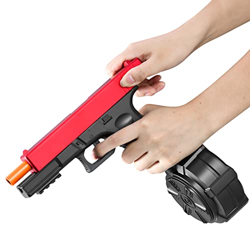 Electric Splatter Gel Ball Blaster Orby Soft Bullet Gun Toy Orbi Water Foam Pellet Bead Ball Gun Automatic Gun Drum Mag,Splatterball Backyard Game For Kid Boy Adult(Red) #TOP7