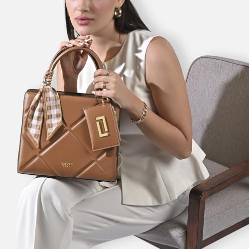 Image of Lavie Luxe Women's Quare26 Extra Large Laptop Satchel Bag | Upto 14 Inch | Satchel Handbag for Work | Ladies Purse | Stylish Shoulder Bag | Gift for Women