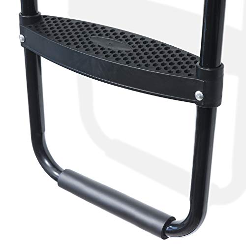 Magerdy Fields Trampoline Ladder with 3 Wide Steps - Heavy Duty - Fits Size 10,12,14,16 FT Trampolines- Includes a 3 Pocket Shoe Storage Bag for Hanging