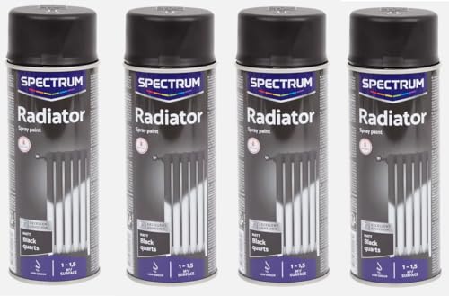 Générique Lot de 4 Bombes Noir Matt - SPECIAL RADIATEUR - 400ml - Bombe Peinture Aérosol - Séchage rapide - 279