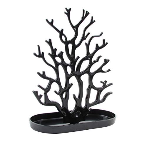 TOPBATHY Jewelry Display Stand Black Coral Shape Desktop Plastic Jewellery Organizer Holder for Necklace Earrings Ring