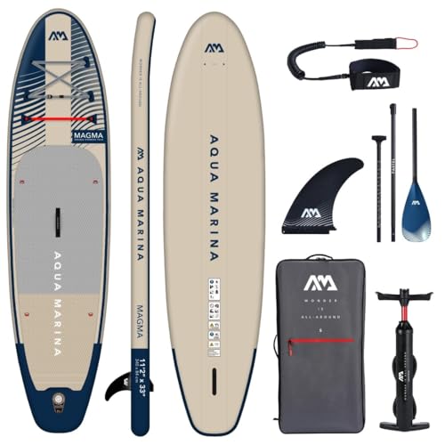 Aqua Marina Stand Up Paddle Magma 340x84cm - Aufblasbares SUP Board mit Reißverschlussrucksack, Double Action Pumpe, Sports III Paddel, Mittelfinne und Sicherheitsleine - Ideal für alle Wassersportar
