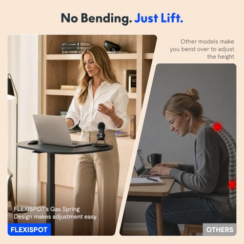 Image of FLEXISPOT Mobile Gas Spring Lift Standing Desk 90 Tilting,Double Folding