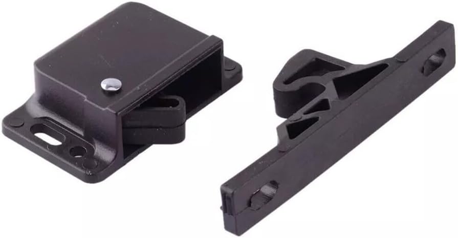 RV Cabinet Latch Set – 4-Pack Black ABS Side-Mount Drawer Catch for RV Safety, Grabber Lock with For Easy Installation, Compatible with RV Cabinets, Drawers, and Storage