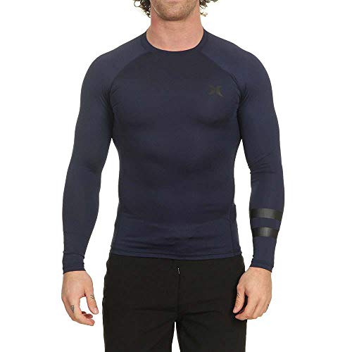 Hurley Men's Long Sleeve Pro Light Quick Dry Sun Protection Rashguard Shirt, Obsidian, M