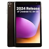 Penguin Technology - 8 Inch Tablet (Latest 2024 Release), Android 13, Case Included, 8 Core Processor, 64GB Storage, 5000mAh Long Lasting Battery, Portable Tablet for Work and Travel, Ivory Black