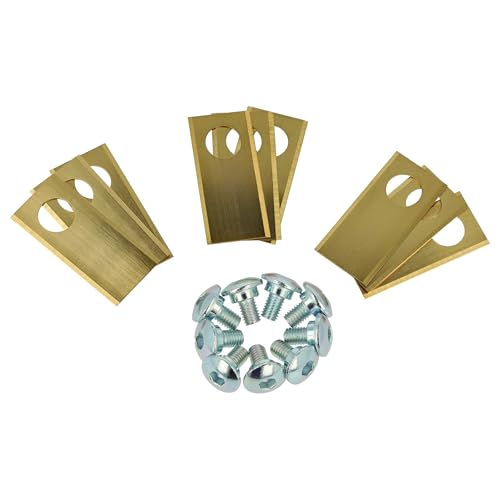 vhbw 9x Cuchilla repuesto compatible con Honda Miimo 3000, 310, 520 cortacésped - Recambio, dorado, acero (recubrimiento de titanio)