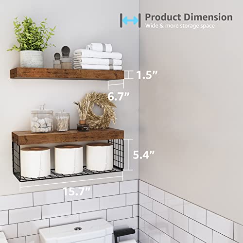 image for QEEIG Bathroom Shelves Over Toilet - Wall Mounted Floating Shelves Toi