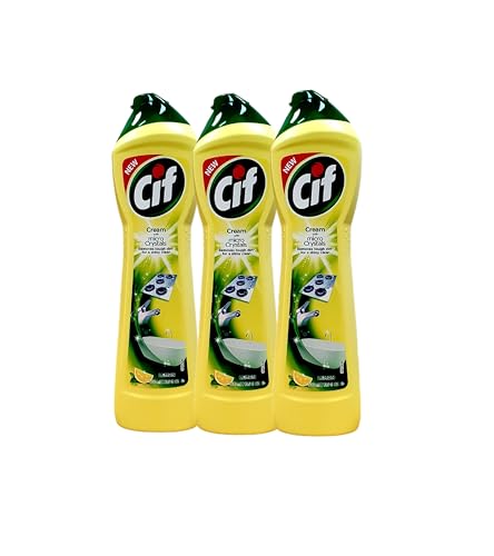 Cif Cream Cleaner Lemon 500ml (Pack of 3) | Multi-Purpose Surface Cleaner with Micro-Crystals | Tough on Grease & Grime, Leaves a Fresh Lemon Scent